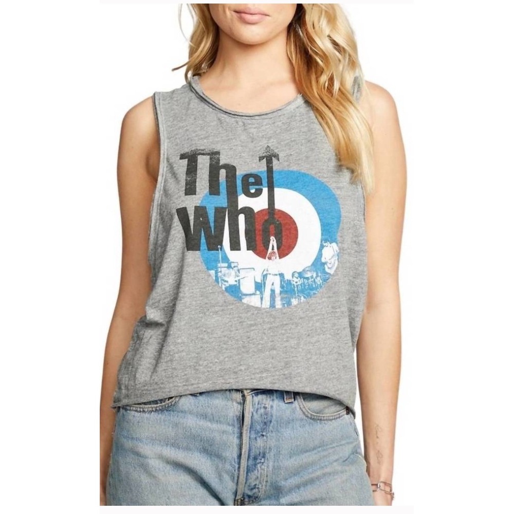 NEW CHASER The Who Target Tank Top in Streaky Grey S-Rock Band Festival